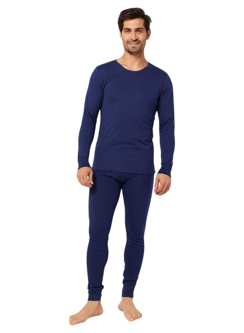 Dice Men's Cotton Thermal Long Underwear Set - Navy - Image 1