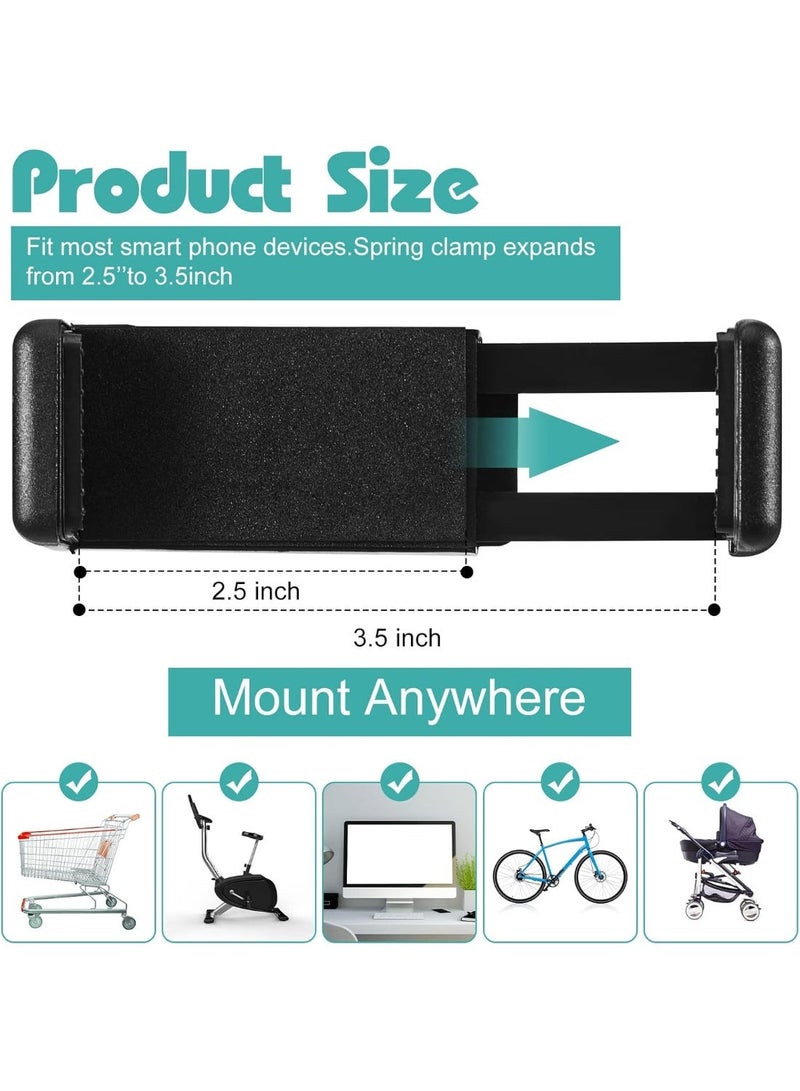 2 Pcs Stroller Phone Holder Portable Cell Phone Holder Stand Universal Stroller Accessories for Parent Baby Toddler Phone Clamp with Non Slip Silicone Arm Grip for Shopping Carts (Black) - Image 2