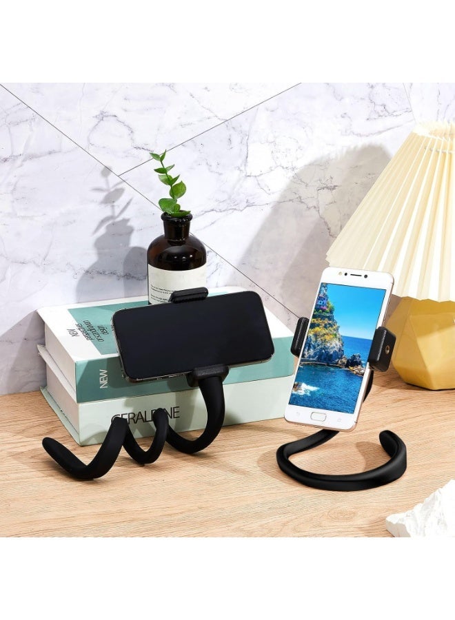 2 Pcs Stroller Phone Holder Portable Cell Phone Holder Stand Universal Stroller Accessories for Parent Baby Toddler Phone Clamp with Non Slip Silicone Arm Grip for Shopping Carts (Black) - Image 4