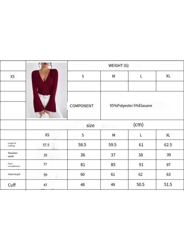 general Ribbed stripe V-neck fitted long-sleeved women's t-shirt - Image 3