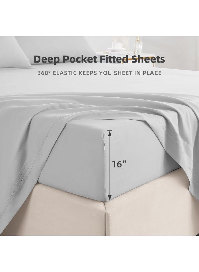 KKN Queen Sheets Set-6 Piece Bedding Sheets & Pillowcases-Luxury Hotel Bed Set for Women & Men - Deep Pockets-Soft&Cooling Sheet -Brushed Microfiber Easy Care& Wrinkle Free Sheets - Image 4