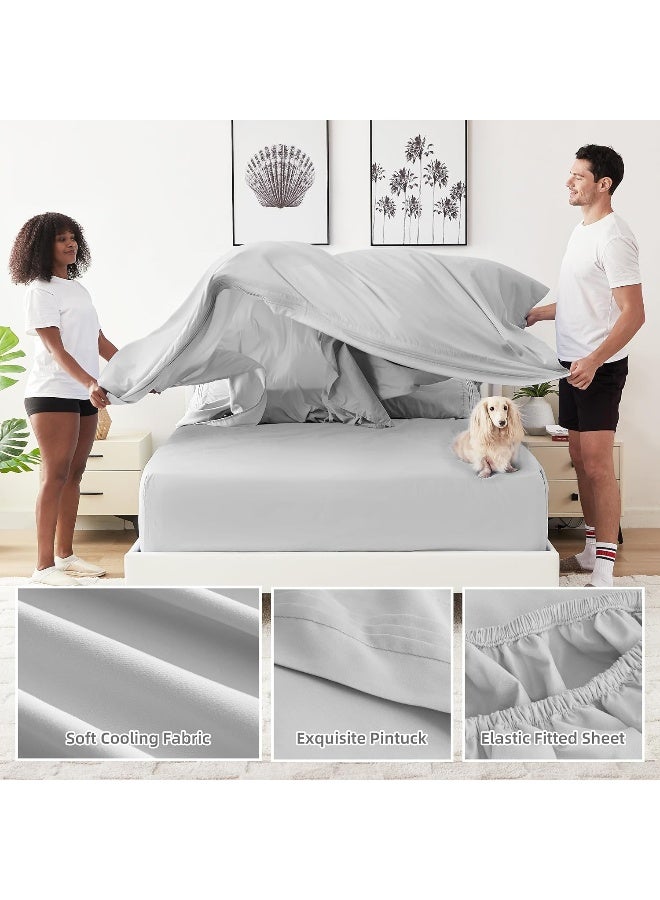 KKN Queen Sheets Set-6 Piece Bedding Sheets & Pillowcases-Luxury Hotel Bed Set for Women & Men - Deep Pockets-Soft&Cooling Sheet -Brushed Microfiber Easy Care& Wrinkle Free Sheets - Image 5