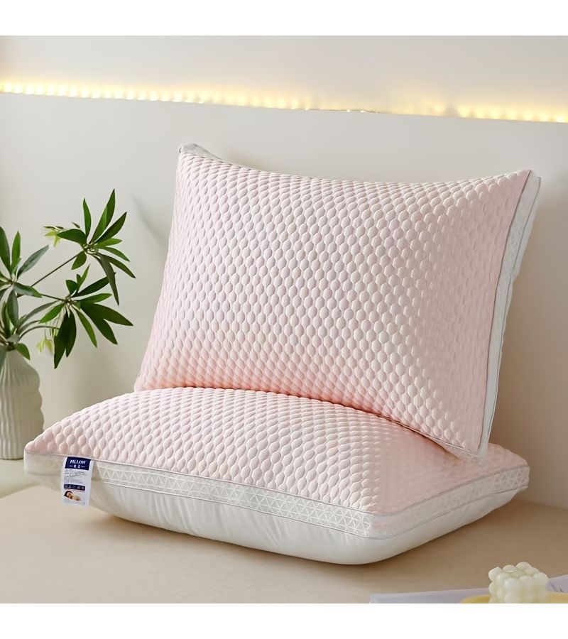 1 Pcs Pink Cotton Pillow Core 18.9 X 29.13 Inch Washable Neck Support Pillow Soft Breathable Sleep Pillow Hotel Quality Fiber Filled Medium Firmness - Image 3