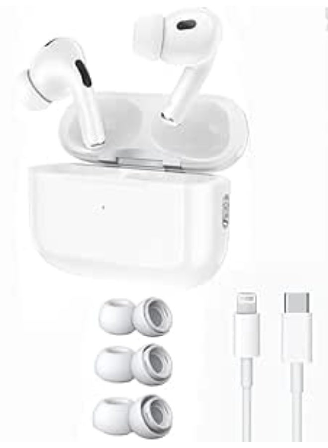 Wireless Bluetooth earbuds with touch control, stereo clear sound (white), in-ear