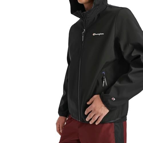 Champion Men's Lightweight Active Soft Shell Jacket With Hood, Black, Large - Image 2