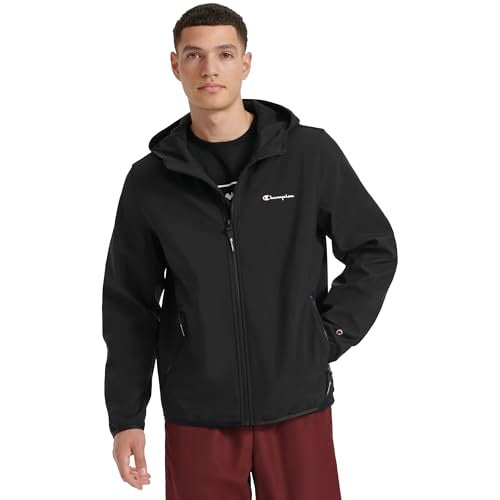 Champion Men's Lightweight Active Soft Shell Jacket With Hood, Black, Large - Image 1