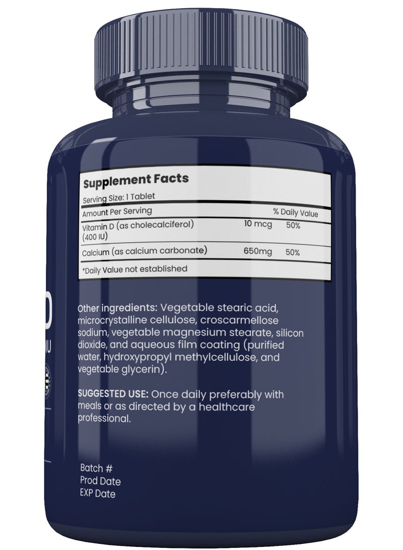 Deltabiotics Calvital D - 650 mg Calcium with Vitamin D 400 IU 60 Tablets  - Image 2