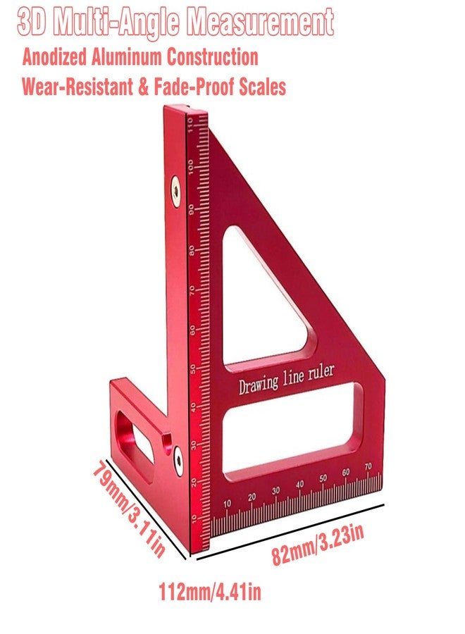 Allwin 3D Multi-Angle Measuring Ruler, High Precision 45/90 Degree Aluminum Alloy Woodworking Square, Layout Tool with Scale for Carpentry, Engineering & DIY Projects - Image 3