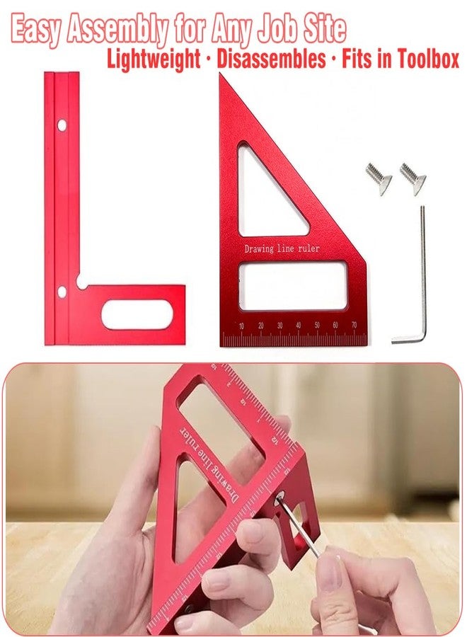 Allwin 3D Multi-Angle Measuring Ruler, High Precision 45/90 Degree Aluminum Alloy Woodworking Square, Layout Tool with Scale for Carpentry, Engineering & DIY Projects - Image 4