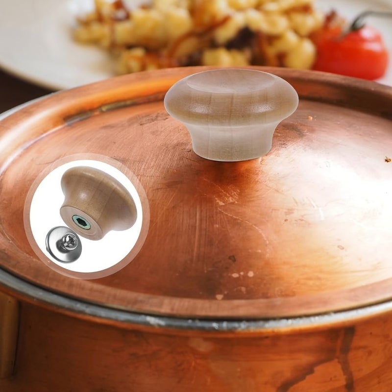 3pcs Pot Lid Handle Replacement Knobs for Cookware Wood Pan Lid Knobs High Temperature Resistant Easy Install - Image 2
