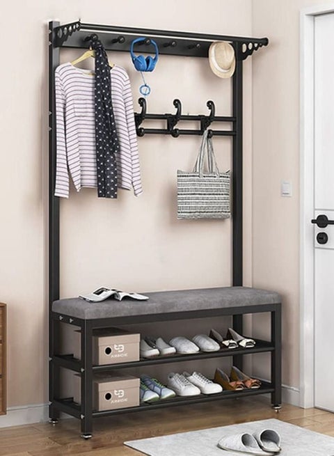 Coat Stands Coat Racks Large Hanger with Shoe Rack Standing Metal Coat Rack Hat Hanger Multiple Hooks Space Saving Umbrella Tree Stand Coat Umbrella Stand hat Shoe Rack Metal