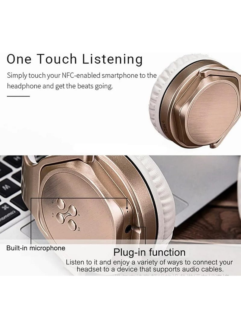 سودو سماعة رأس ستيريو SODO MH3 بتقنية NFC - سماعات رأس مزدوجة الوظائف ومكبر صوت محمول باللون الذهبي - Image 3