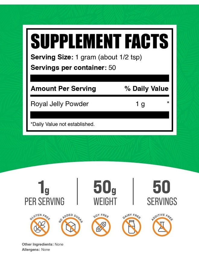 BulkSupplements.com Royal Jelly Powder - Royal Jelly Supplement, Royal Jelly 1000mg - for Immune Support, Gluten Free, 1000mg per Serving, 50g (1.8 oz) (Pack of 1) - Image 2