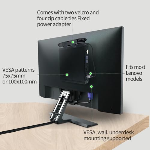 Freejia Mini PC Mount Compatible with Lenovo ThinkCentre Tiny, Wall VESA and Under Desk Mount for Lenovo ThinkCentre Tiny Desktops M600 M700 M710Q M715q M720Q M800z M900 M910Q Mini Desktop Bracket - Image 4