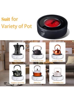 TOMSHOO Electric Mini Coffee Pot Warmer, Electric Teapot Stove Portable, 800W Electric Ceramic Stove Coffee Heater, Teapot Warmer, Heater Stove Countertop Burner for Boiling Water, Tea, Coffee (Black)  - Image 2