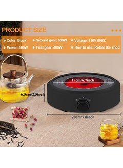 TOMSHOO Electric Mini Coffee Pot Warmer, Electric Teapot Stove Portable, 800W Electric Ceramic Stove Coffee Heater, Teapot Warmer, Heater Stove Countertop Burner for Boiling Water, Tea, Coffee (Black)  - Image 3