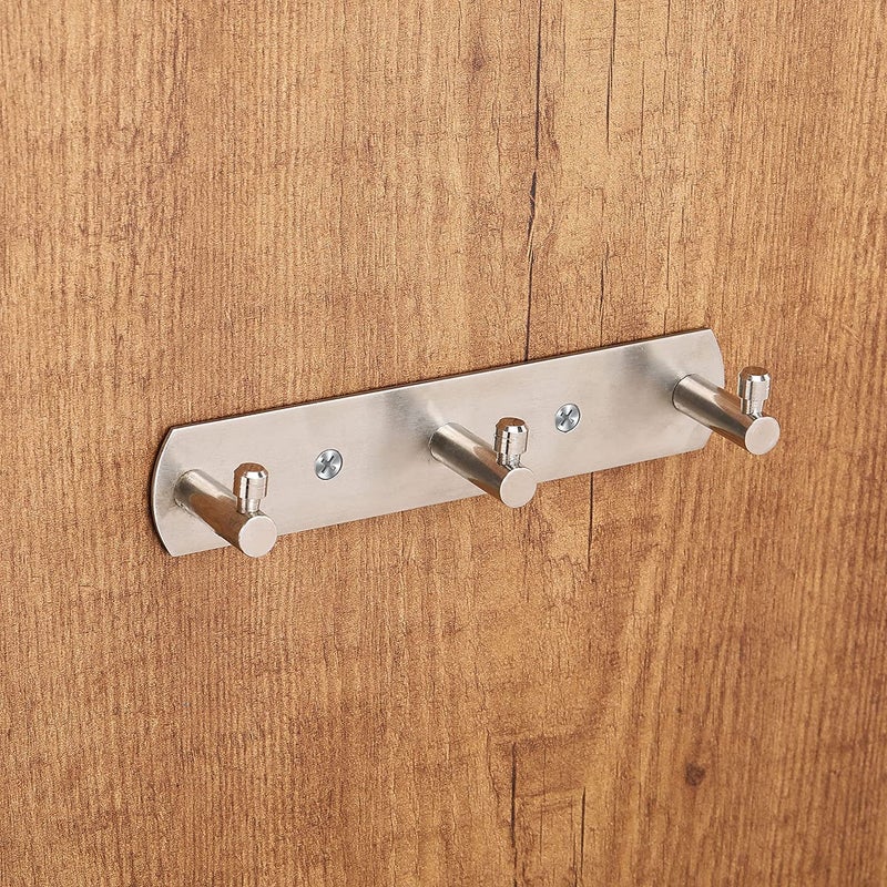 Fortune Premium Hook Plate/Hook Patti Stainless Steel Coat Bath Towel Hook Hanger Rail Bar -3 Hook (Pack of 2) - Image 2