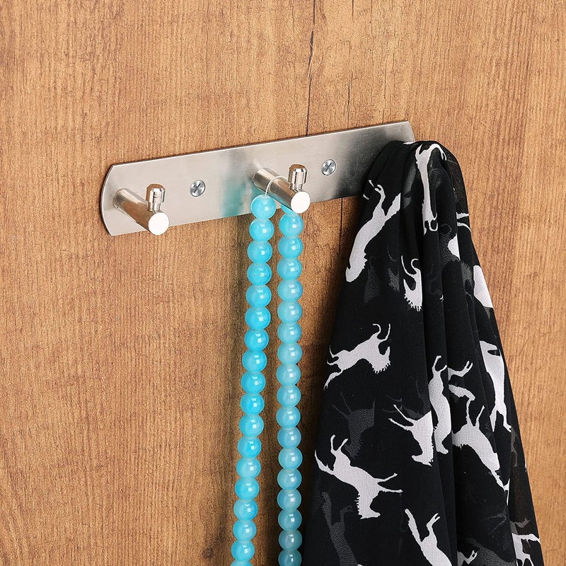 Fortune Premium Hook Plate/Hook Patti Stainless Steel Coat Bath Towel Hook Hanger Rail Bar -3 Hook (Pack of 2) - Image 4