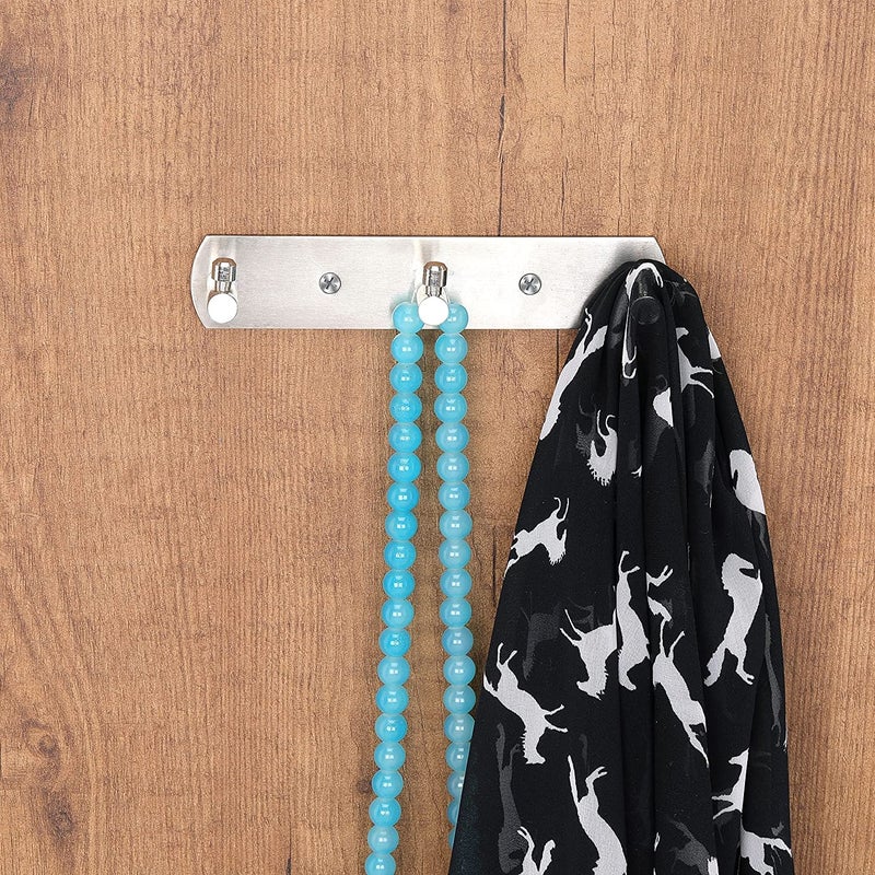 Fortune Premium Hook Plate/Hook Patti Stainless Steel Coat Bath Towel Hook Hanger Rail Bar -3 Hook (Pack of 2) - Image 3