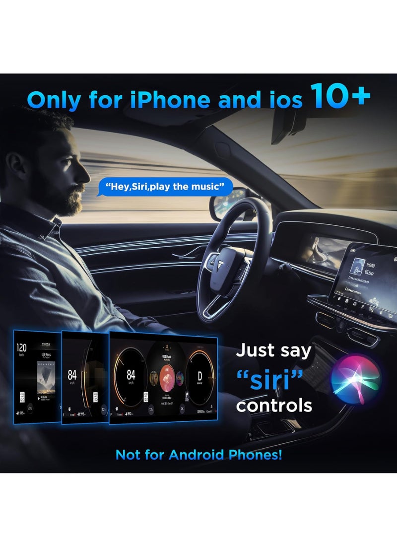 Rock Pow - Wireless Carplay Adapter, Converts Wired to Wireless carplay Adapter for iPhone, Wireless Control Plug & Play Carplay for Cars from 2017 & for Apple iPhone iOS 10+ - Image 1