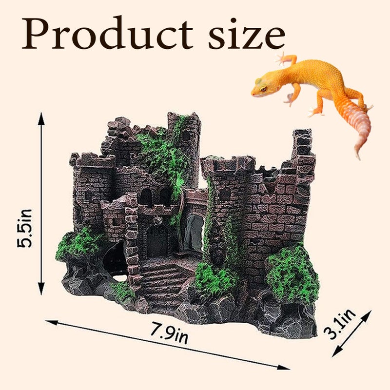 MUYG Tank Accessories for Bearded Dragon Include Resin Classical Castle Reptile Hammocks Climb Habitat Hanging Jungle Vines Flexible Leaves Climbing Decor for Chameleon Lizard Gecko Spider(6 PCS) - Image 3