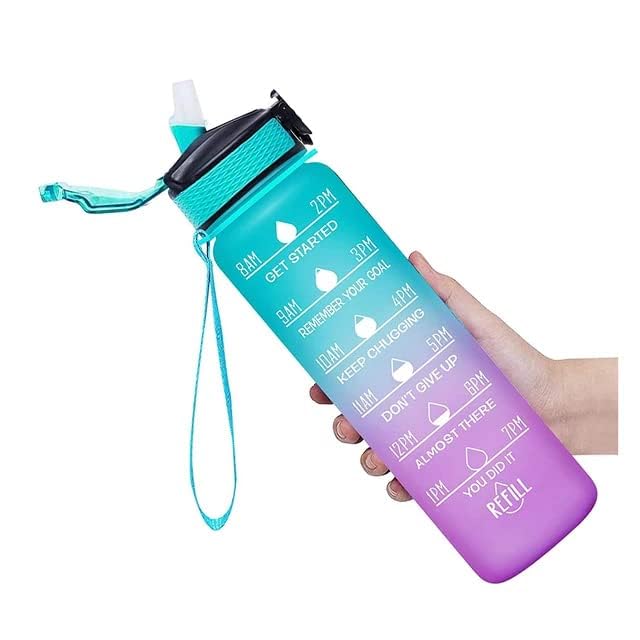 BRITSPEAR 1L Tritan Sport Gym Water Bottle with Straw Motivational Time Marker Leakproof BPA Free NonToxic Water Jug for FitnessGymSports MultiColor - Image 2
