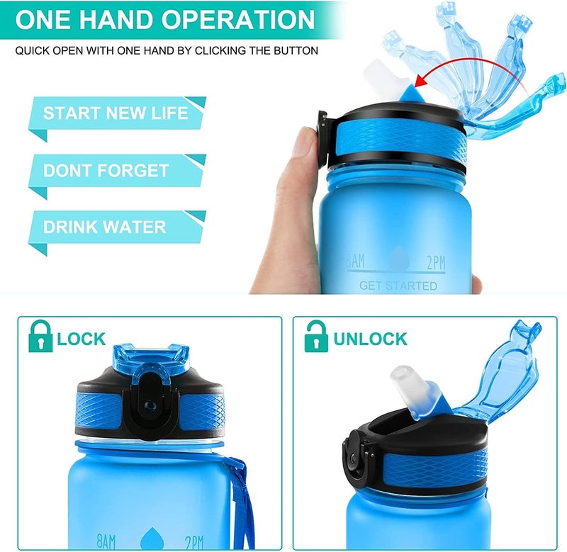 BRITSPEAR 1L Tritan Sport Gym Water Bottle with Straw Motivational Time Marker Leakproof BPA Free NonToxic Water Jug for FitnessGymSports MultiColor - Image 4