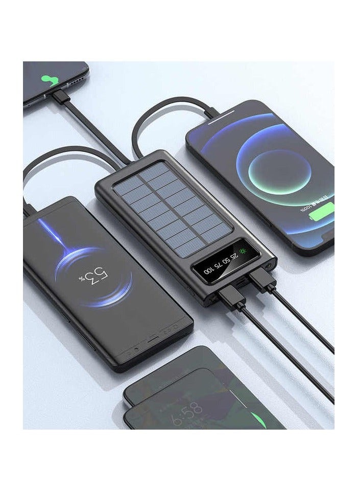Raxoom - Wireless Portable Charger Power Bank 30000 Mah with Built in 4 Cable USB Type C, Usb, Micro USB, Lightning Cable With 22.5W  Smart LED Display for iPhone Series, Samsung, Android Color Black - Image 1