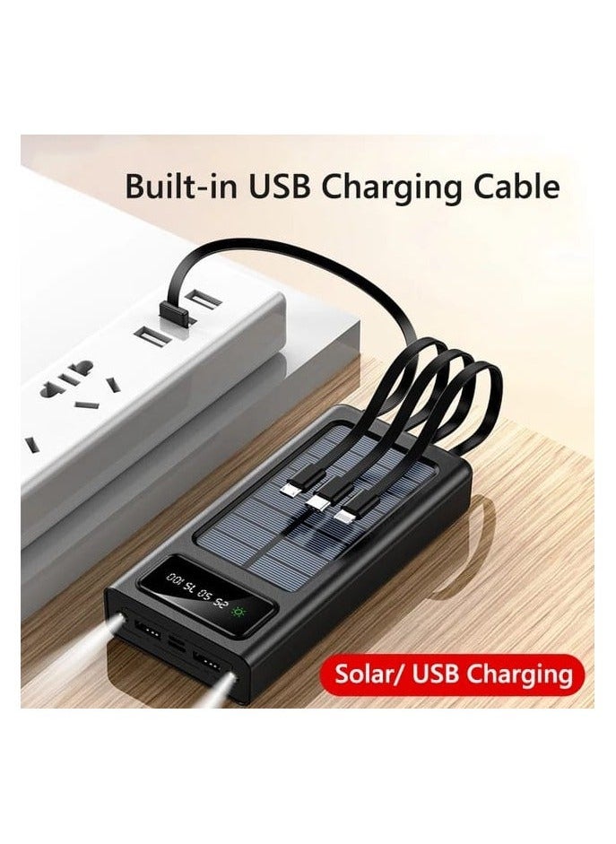 Raxoom - Wireless Portable Charger Power Bank 30000 Mah with Built in 4 Cable USB Type C, Usb, Micro USB, Lightning Cable With 22.5W  Smart LED Display for iPhone Series, Samsung, Android Color Black - Image 1