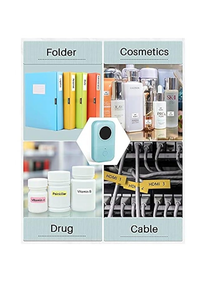 فوميمو تسمية صانع الشريط ، D30 المحمولة طابعة بلوتوث التسمية ، التخزين ، بار رمز ، البريد الإلكتروني ، مكتب ، المنزل ، المنظمة ، متعدد قالب ملصق صغير مع 3 لفات - Image 2