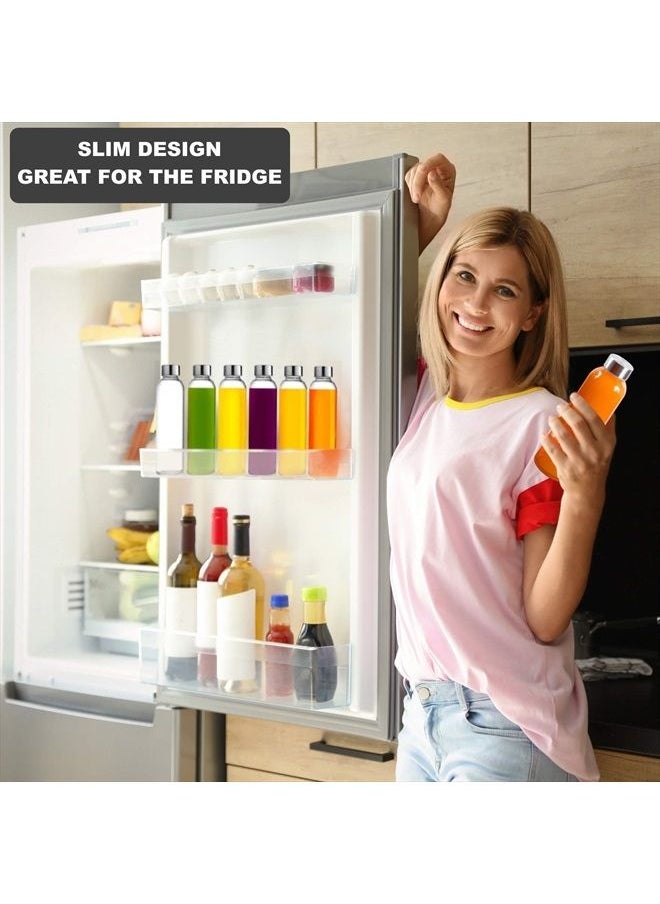 Glass Water Bottles With Caps: Clear, 6 Pack, 18 Oz, Leakproof Lids, Premium Soda Lime, Best As Reusable Drinking Bottle, Sauce Jar, Juice Beverage Container, Kefir Kit, With Cleaning Brush