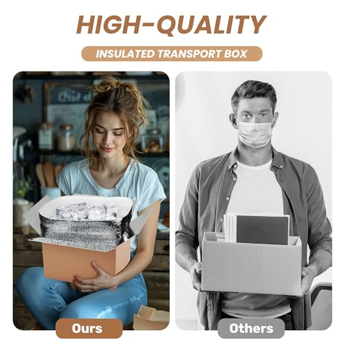 YSSOA 2 Pack Insulated Shipping Boxes with Aluminum Foil Liner,Thermal Insulation Cold Pack Shipping Boxes for Frozen, Reusable Styrofoam Cooler Box, Small Mailing Box, 6’’X5’’X9’’ - Image 4