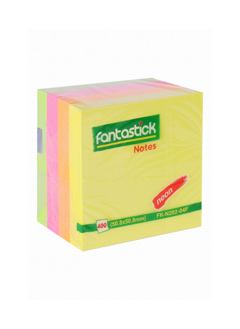 Fantastick 400-Piece Sticky Notes 2x2 Inch Size Multicolour  - Image 1