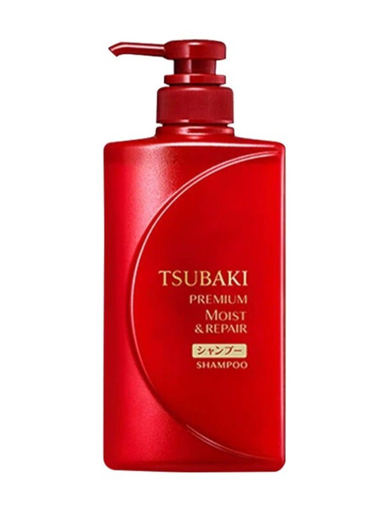 تسوكابي شامبو بريميوم مويست 490 مل - إصلاح يومي للشعر التالف من القلب. استعادة الرطوبة والتألق حتى الأطراف.
