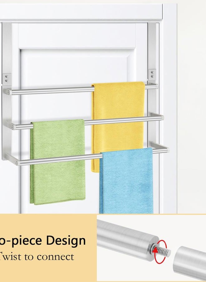 VOTZAAQ 24Inch Brushed Nickel Over The Door Towel Rack, VOTZAAQ Stainless Steel Over Door Towel Holder, Door Towel Hanger with 3 Tier Towel Bars, Over Door Towel Storage for Bathroom - Image 3