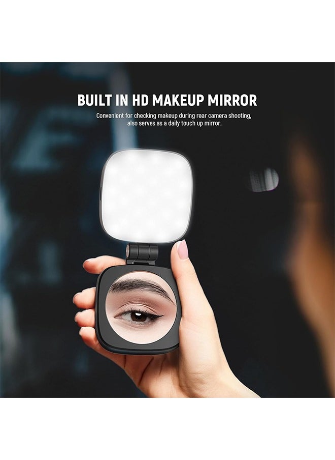 Neewer - NEEWER BASICS Magnetic Selfie Light Compatible with MagSafe iPhone,CRI95 700lx/0.3m Folding LED Phone Fill Ring Lighting with Mirror for Zoom Makeup Photography Recording Video Conference, Black NL48B - Image 1