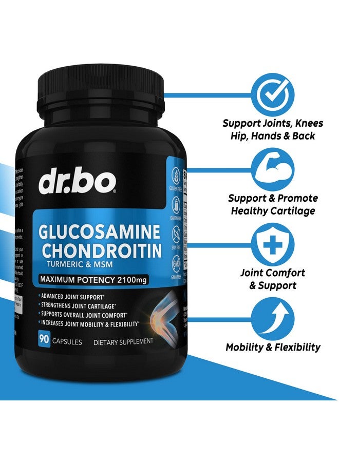 dr.bo Glucosamine Chondroitin MSM Turmeric - Joints Health Supplement 2100mg Knee Bone & Joints - Joint Support Supplement Pills Advanced Glucosamine Sulfate Capsules Joint Supplements for Men Women Adults - Image 2