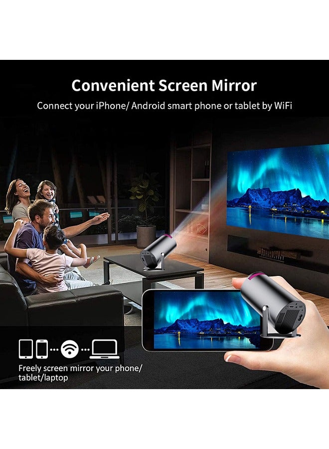 4K Rotatable Mini Projector Smart Home Theater Portable with 5G Dual-Band Wifi Bluetooth 5.0 Compatible with Android iOS Windows TV Stick HDMI USB for Daily Use Outdoor Entertainment - Image 4