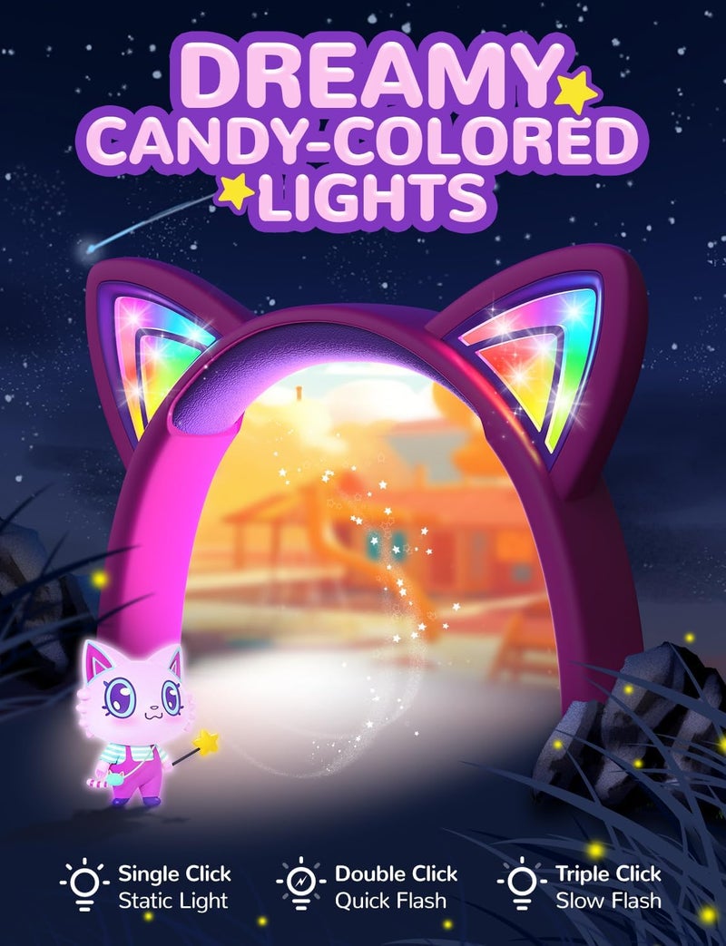 iClever Kids Headphones, LED Light Up Cat Ear, 85dBA Safe Volume, Stereo Sound, Foldable 3.5mm Wired for School Travel Tablets - Image 3