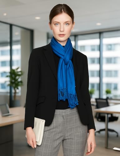 Achillea Soft Silky Pashmina Scarf for Women – Shawl Wrap for Evening Dresses, Bridesmaids, Weddings & Everyday Wear (Denim Blue) - Image 3