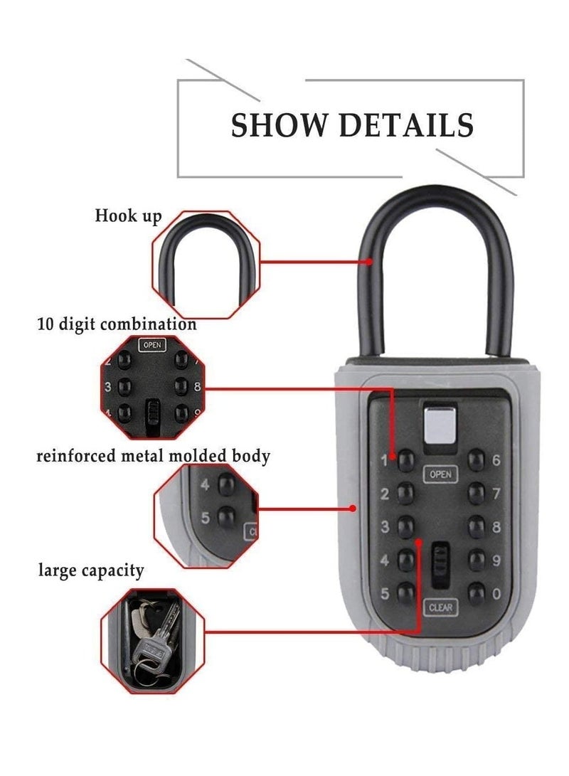 KASTWAVE Key Safe, Portable Weatherproof Lock Box for Keys Outdoor with Removable Shackle, Hangable Combination Key Lock Box for Home Office Garage School Airbnb to Share - Image 3