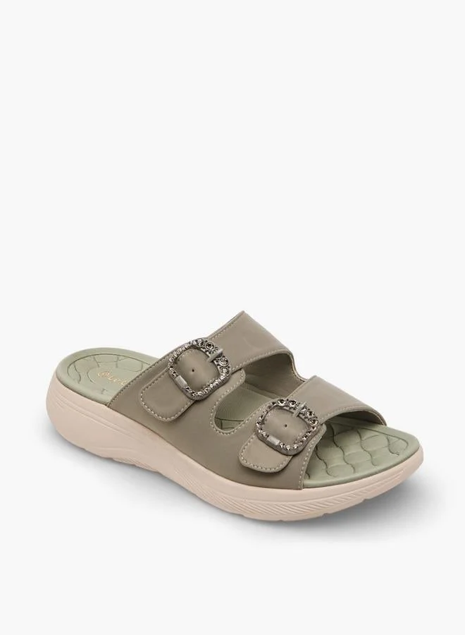 لو كونفورت Women Embellished Buckle Detail Comfort Slides