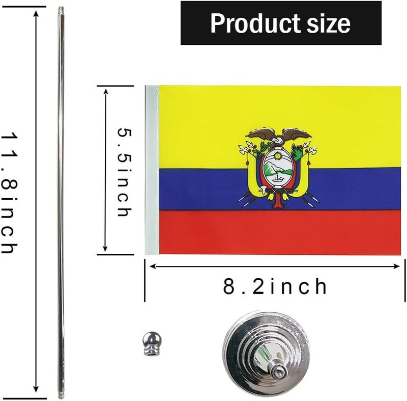 mflagperft Ecuador Flag Ecuadorian Flags, Small Mini Ecuadorian Desk Flag, Used for Table Office Classroom Home Patriotic Events Decorations - Image 2