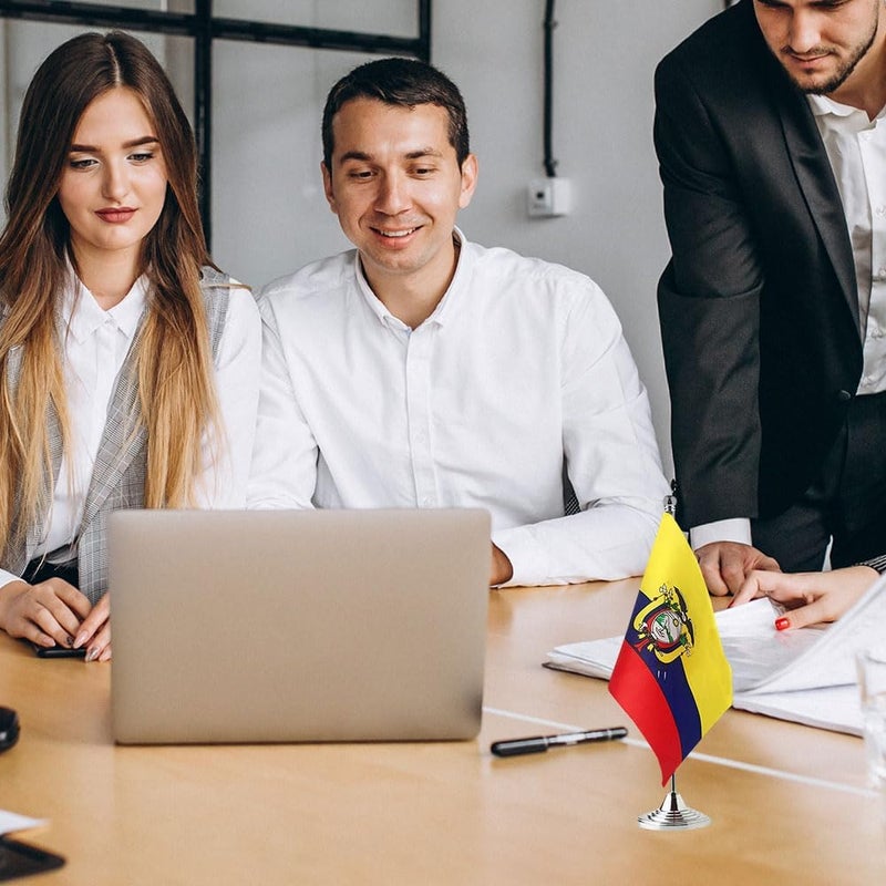 mflagperft Ecuador Flag Ecuadorian Flags, Small Mini Ecuadorian Desk Flag, Used for Table Office Classroom Home Patriotic Events Decorations - Image 4