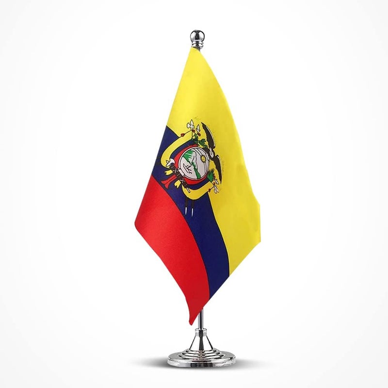 mflagperft Ecuador Flag Ecuadorian Flags, Small Mini Ecuadorian Desk Flag, Used for Table Office Classroom Home Patriotic Events Decorations - Image 1