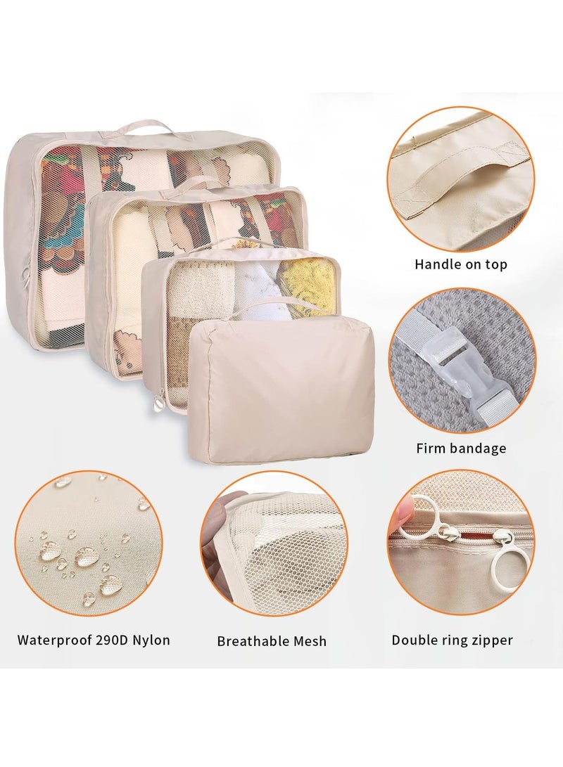 TRAVEL Packing Cubes, 8 Pcs Travel Packing Organizer, Travel Luggage Packing Organizers Set for Suitcases, Carry on and Luggage Organizer(Beige) - Image 3