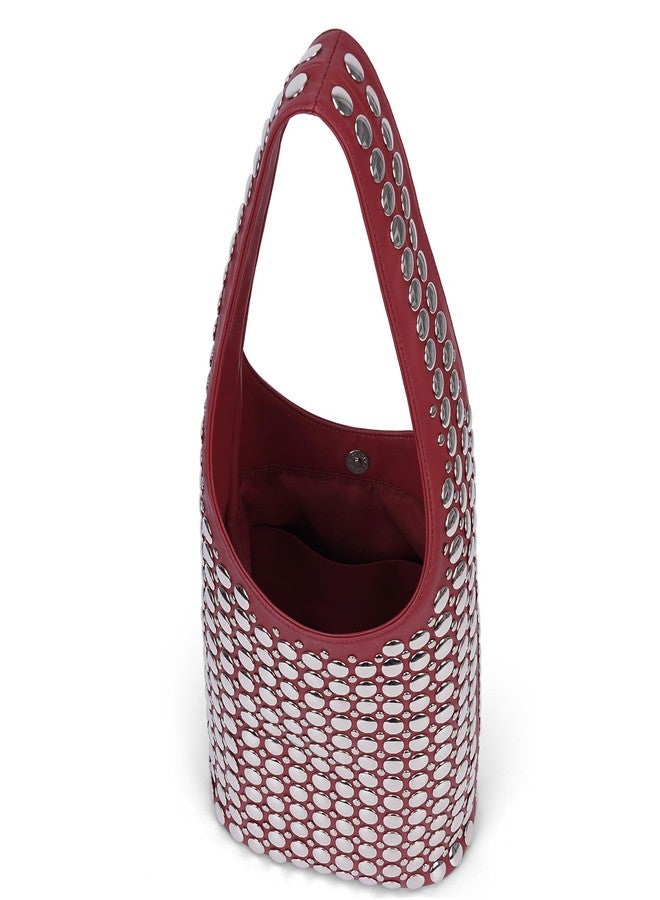 YFGBCX Vegan Leather Tote Bag Studded Purses for Women Y2K Purse Fall Hobo Bag Portuguese Stud Shoulder Handbag - Image 5