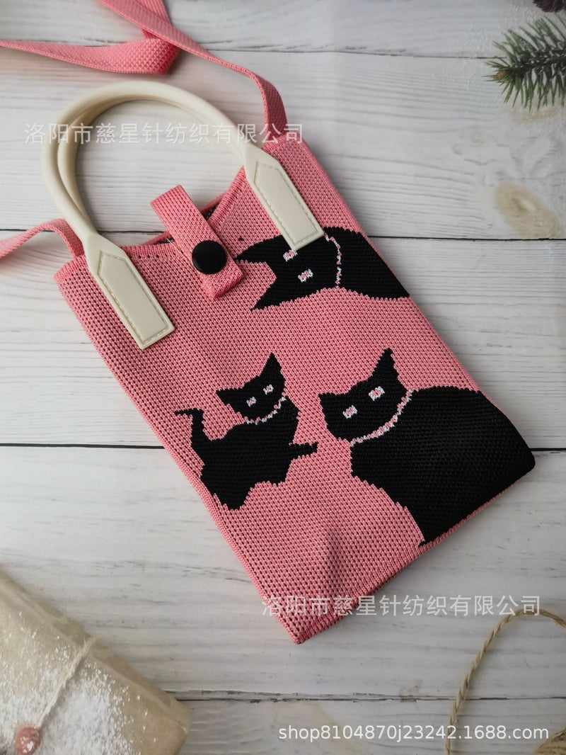 Niche Design Crossbody Mobile Phone Bag Portable Bag Knitted Mini Coin Dustproof Women'S Shoulder Mobile Phone Crossbody Bag - Image 1