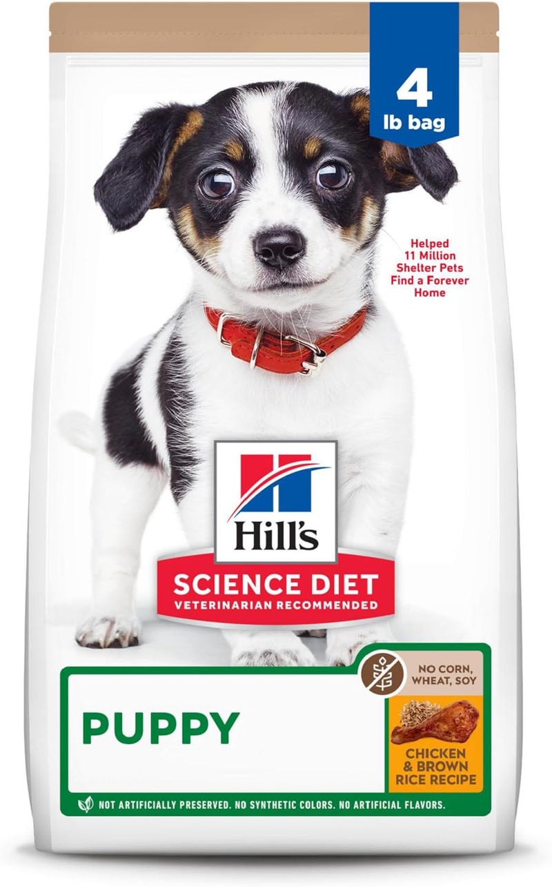 Hills Science Diet Puppy Puppy Premium Nutrition Dry Dog Food No Corn Wheat Soy Chicken  Brown Rice 4 lb Bag - Image 1
