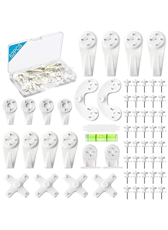 فايلكس مجموعة  صور ـ 62 قطعة علاقات جدارية صلة للجدرا الجافة والجسية والخرساية، تسمح  الإطارات واللوحات الفية دو إلحاق أي ضرر - Image 1